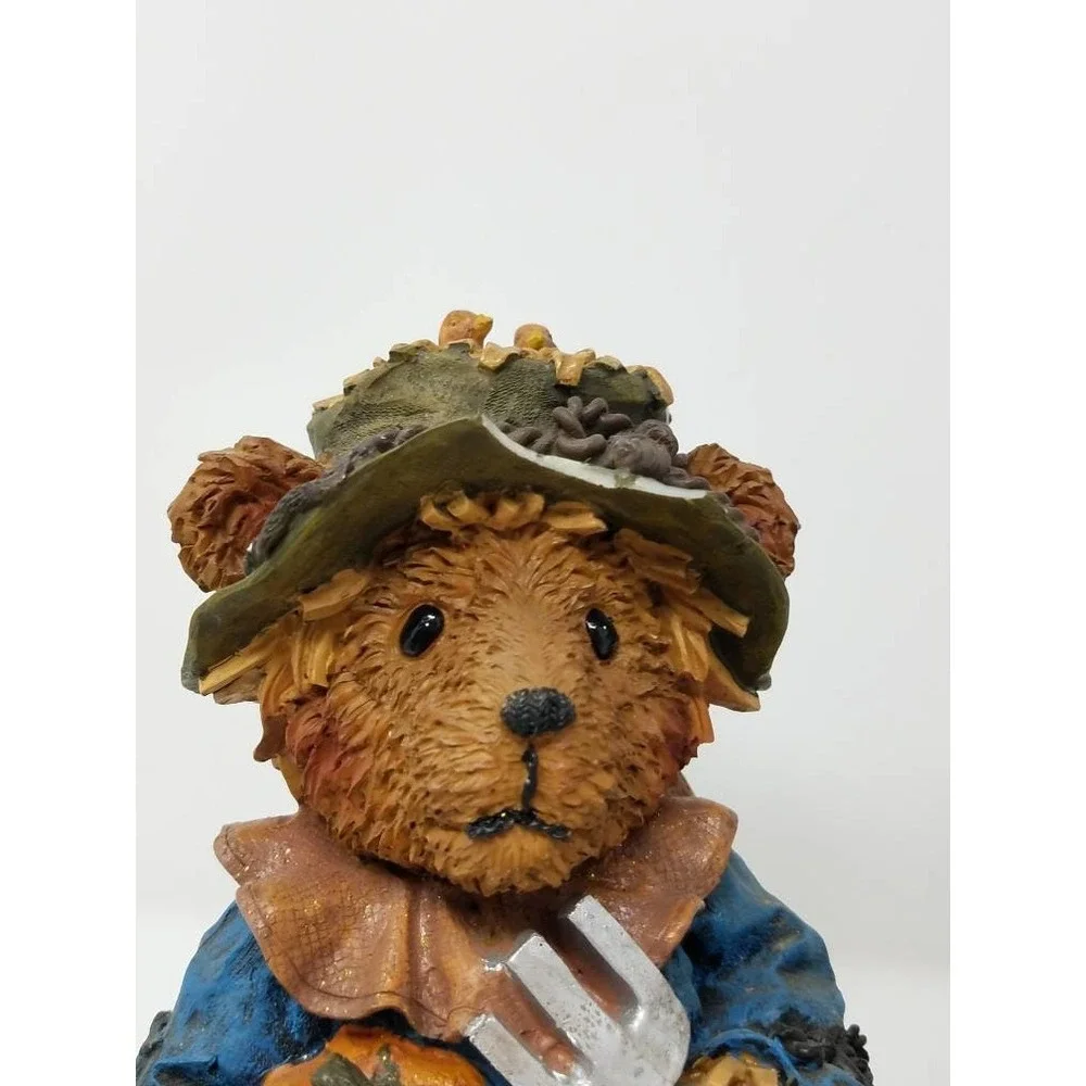 Vtg Harvest bear resin figurine Thanksgiving fall home decor set of 2 farmhouse